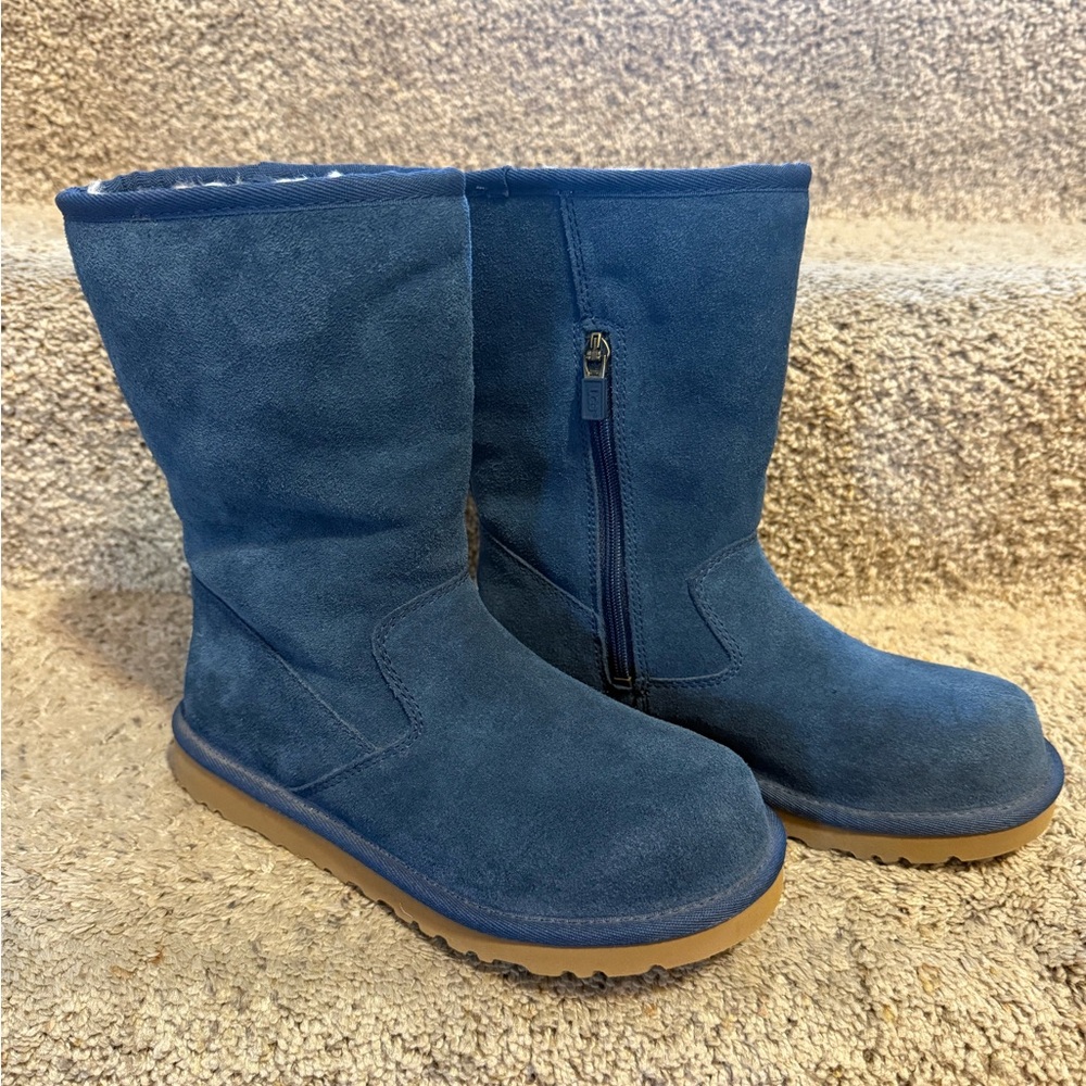 UGG Gray Suede Boots with Zipper